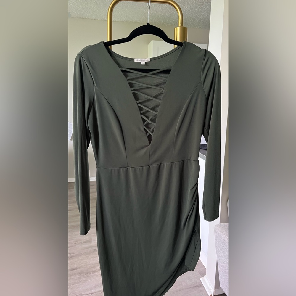 Olive green Charlotte Russe midi dress large